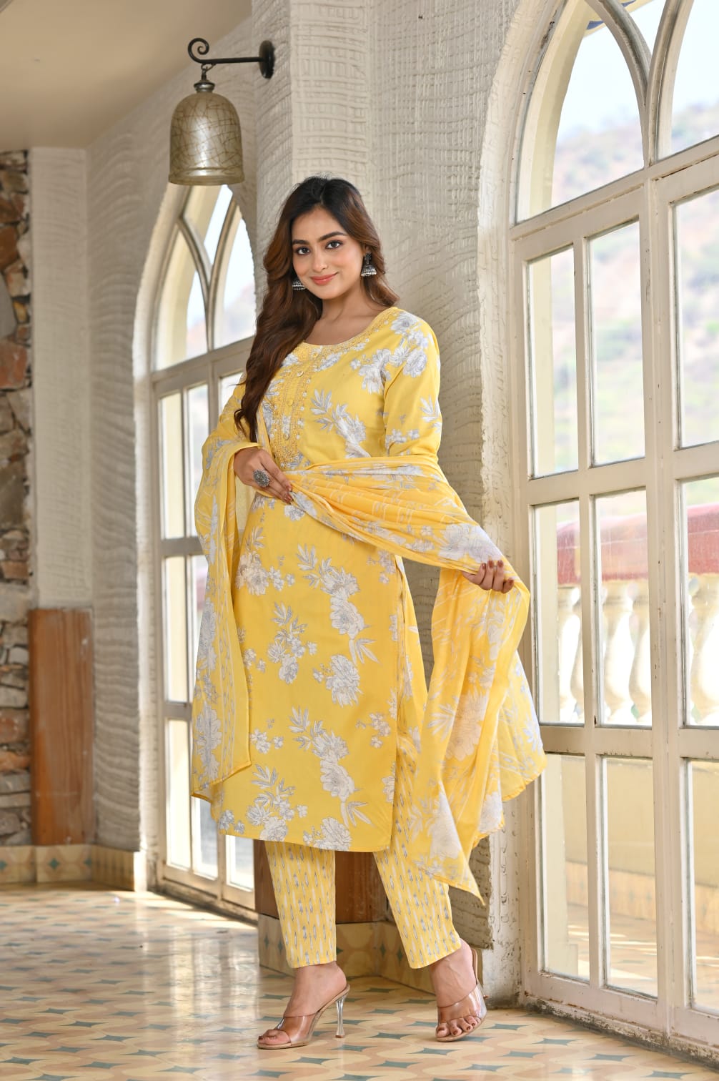 Pure cotton Designer suit set with Handwork embroidery