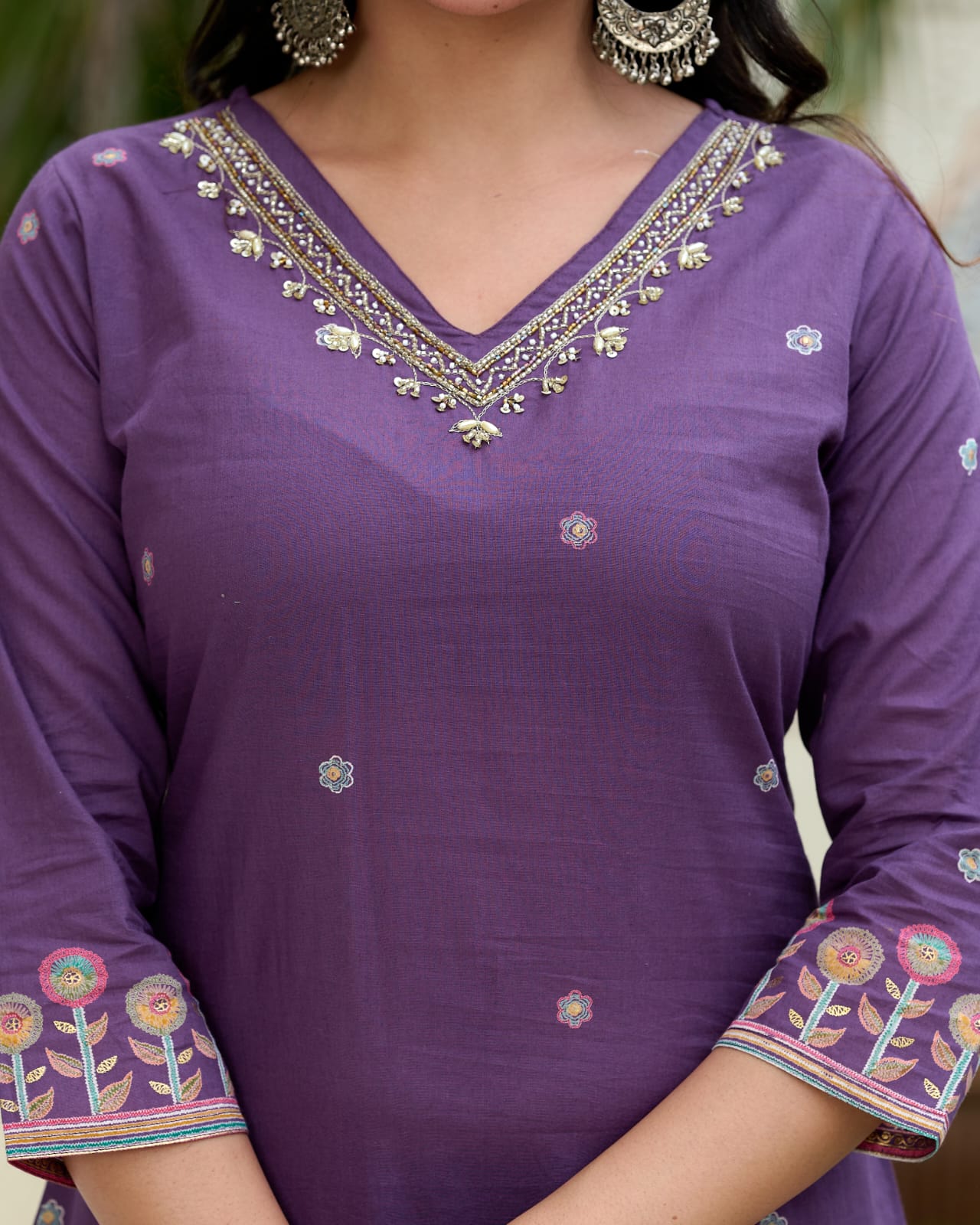 3pc Pure cotton Designer suit with Handwork & floral print