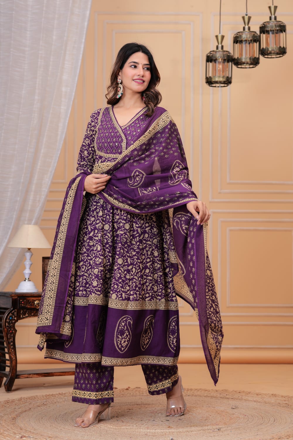 Premium Cotton 3 pc Anarkali suit