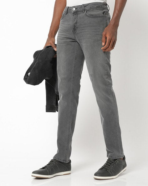 Men Ash grey regular Fit Jeans