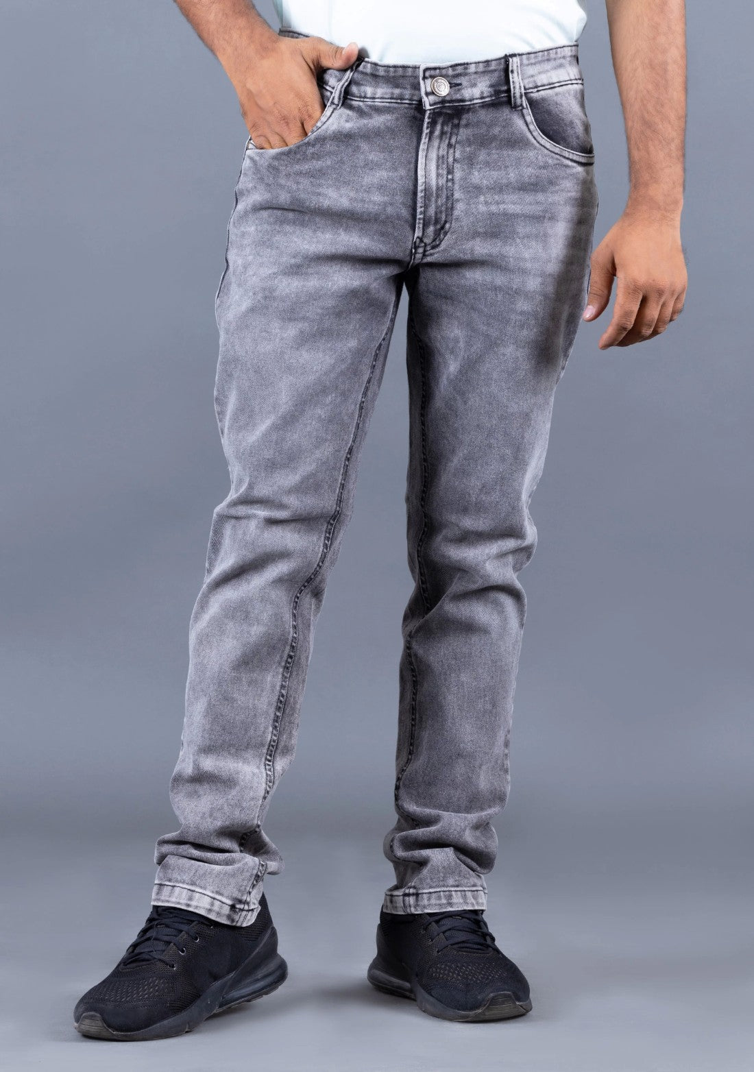 Men charcoal grey regular Fit Jeans