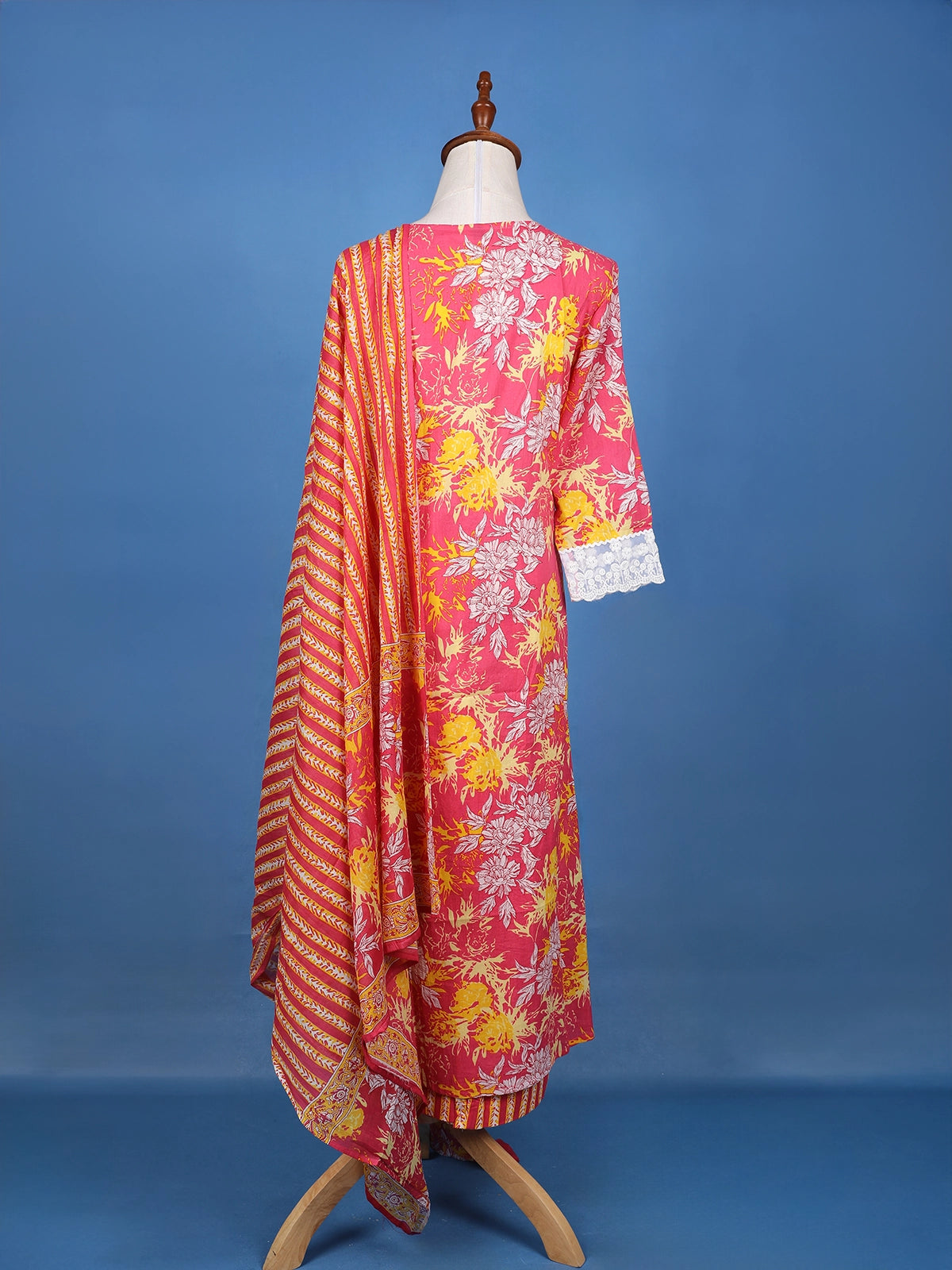 Floral Printed Cotton Suit Set with Dupatta