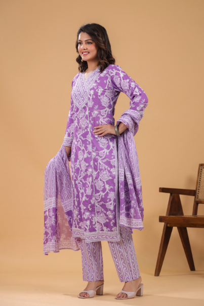 Premium Cotton Handwork & lacework Printed Suit Set