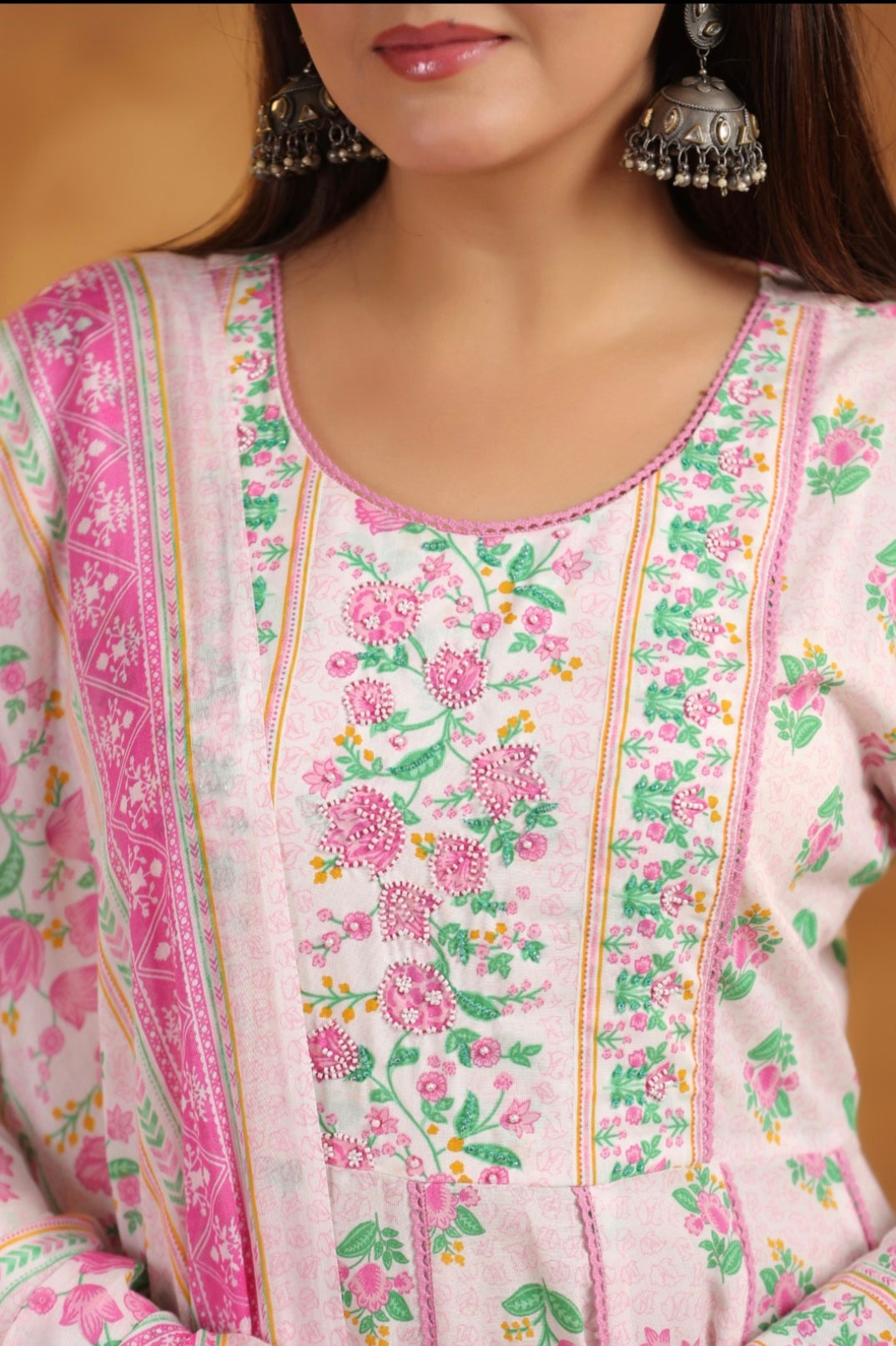 Pure cambric Cotton Anarkali Printed Suit Set