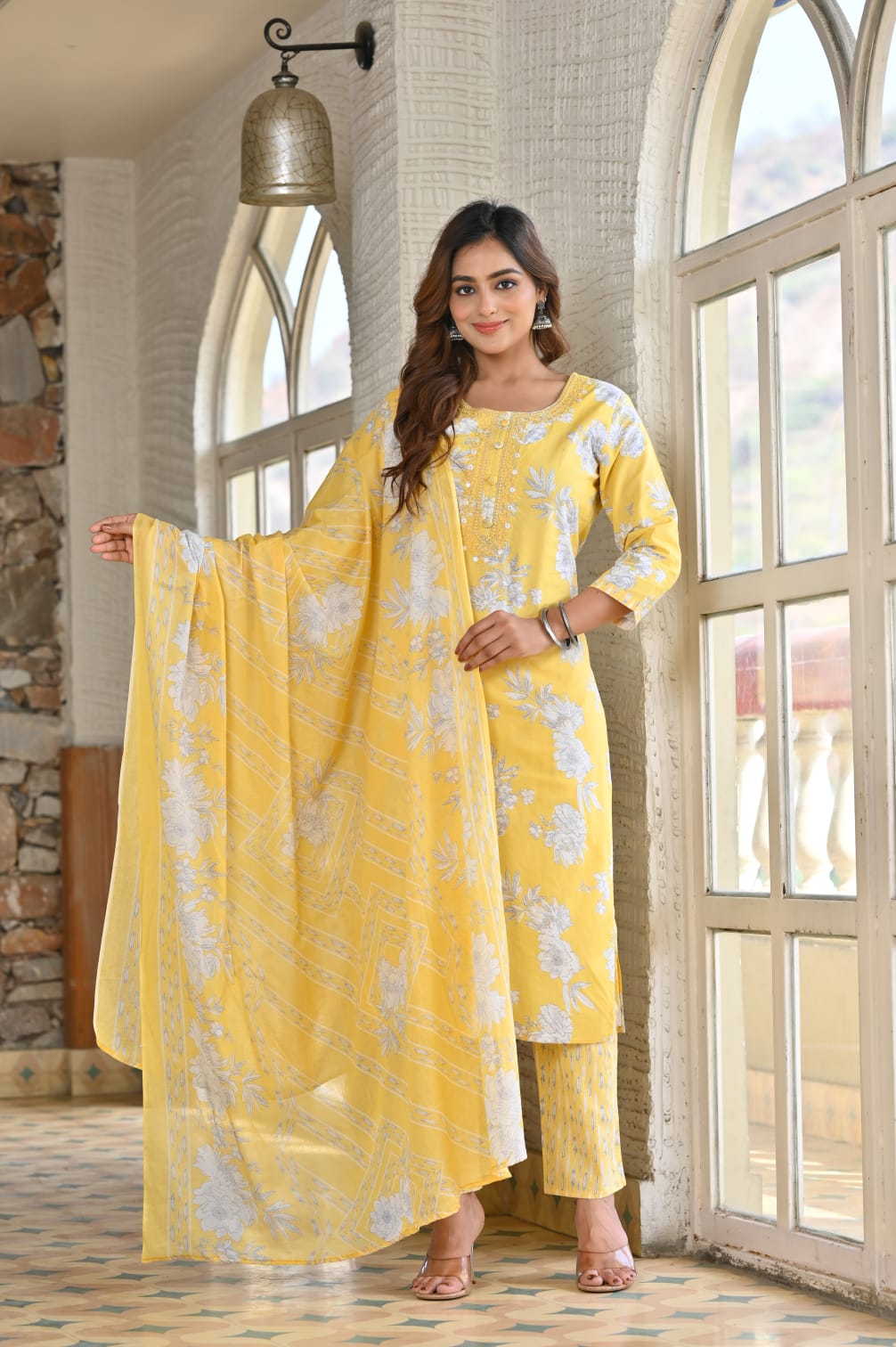 Pure cotton Designer suit set with Handwork embroidery