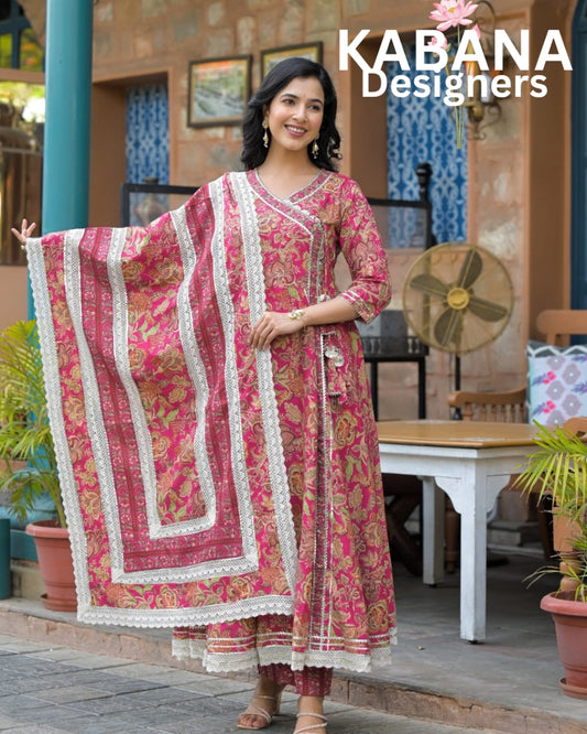 Anarkali Pure cotton designer 3pc suit