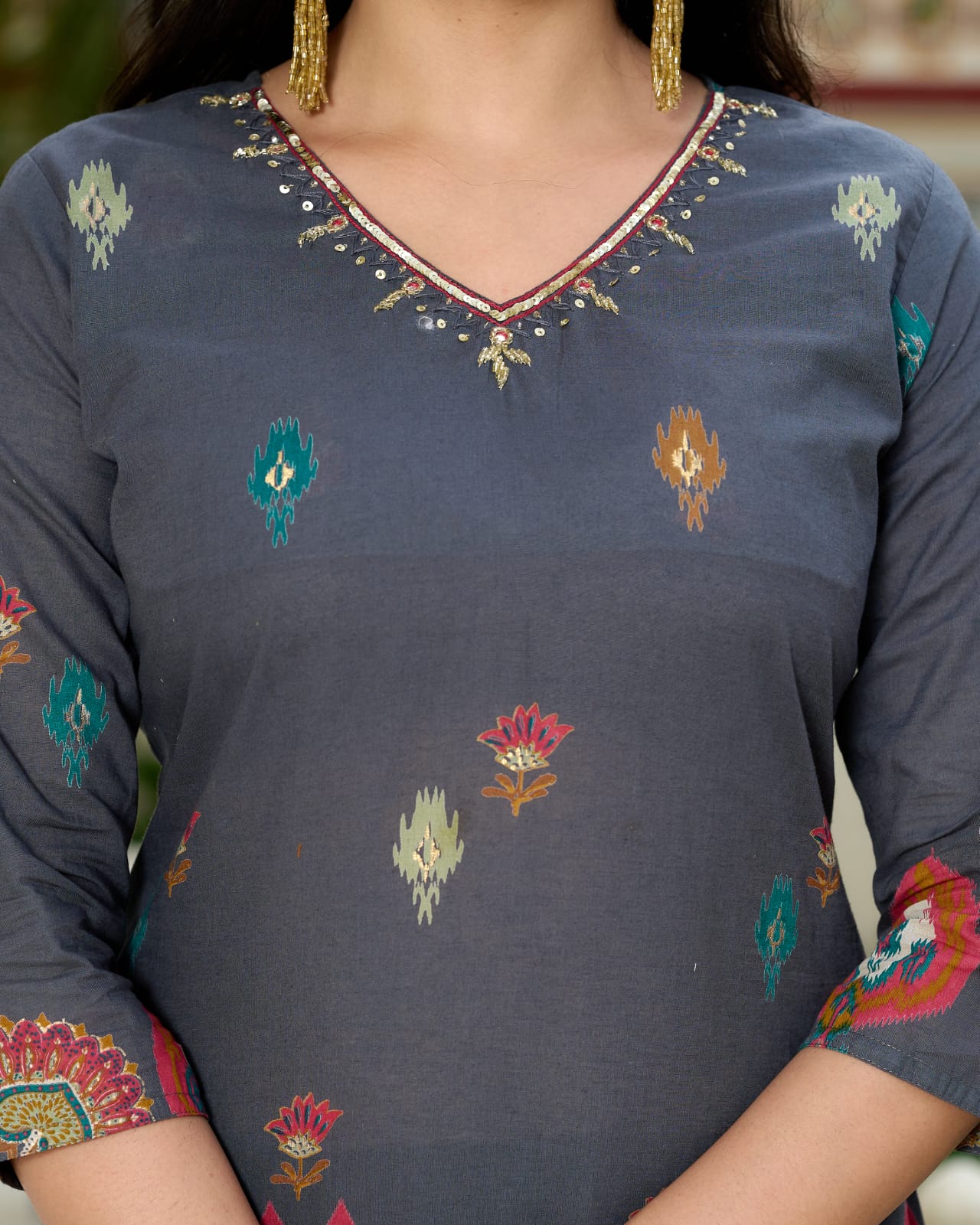 3pc Pure cotton Designer suit with Handwork embroidery & floral print