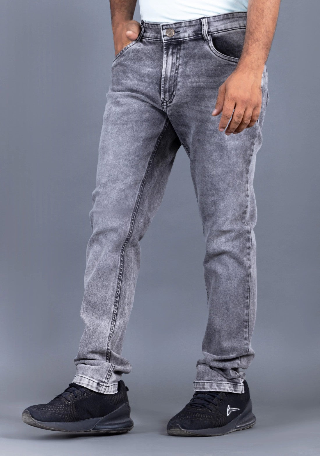 Men charcoal grey regular Fit Jeans